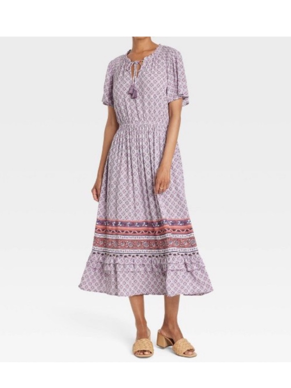 Knox Rose Purple Lilac Haze Floral Maxi Dress Boho Cottage Prairie Whimsy 1X